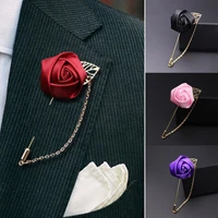 2022 rose flower brooch pin chains for suit leaf corsage men accessories wedding brooches party gift for male