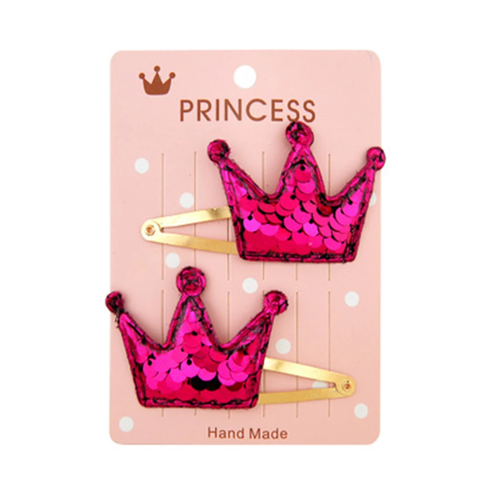 

Cute 2pcs Baby Girl Hairpin Fashion Shiny Crown Pentagram Heart Shape Princess Hair Clip Little Star Cute Headwear Accessories