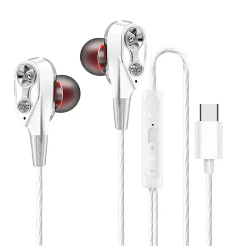 Цифровые наушники с двумя динамическими драйверами USB C наушники-вкладыши HiFi type-C |