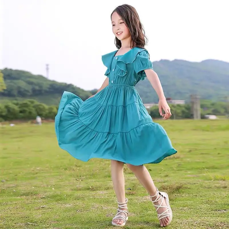 

Girls Dress Summer 8 Girls Casual Dresses Fashion New Girl Summer Child Short Sleeved Princess Sweet Dress Little 2 Girl Clothes