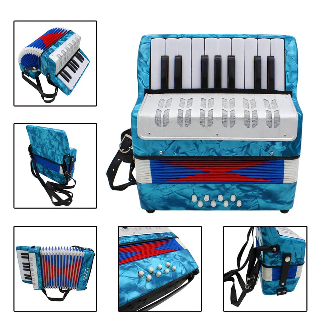 

Professional Mini 17 Key 8 Bass Accordion Portable ABS Durable Accordion Educational Musical Instrument For Students Children