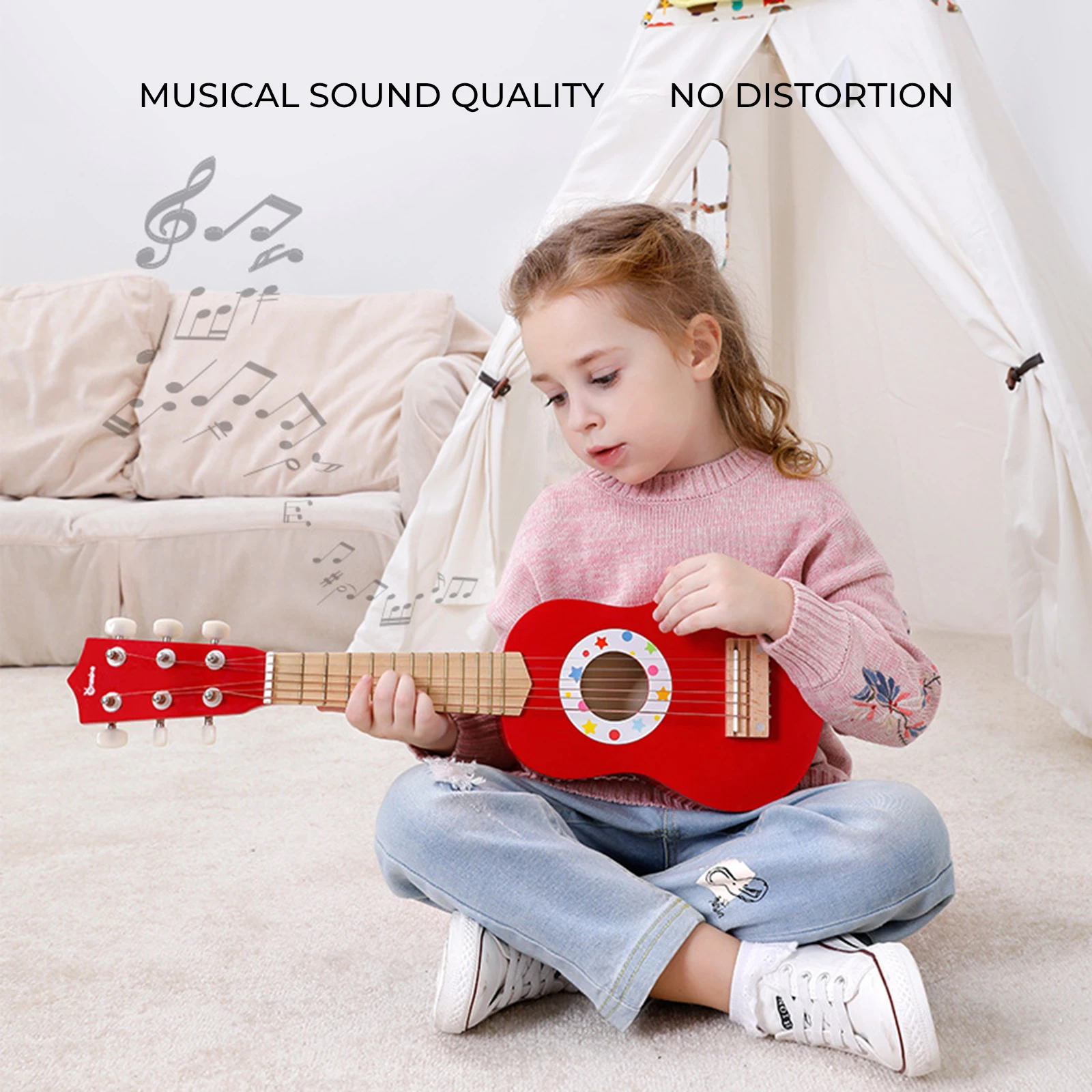 

Tiny Children Guitar Toy Exquisite Ukulele Musical Simulation Children Guitar Educational Toy Adjustable Musical Instrument