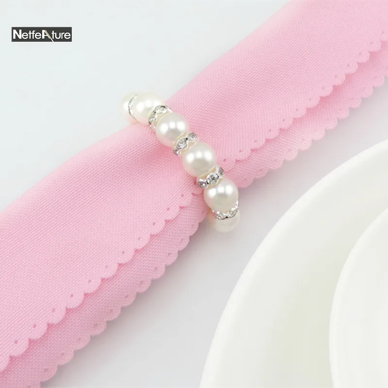 10 шт. жемчужные кольца для салфеток со стразами пряжки свадьбы Банкет Ресторан