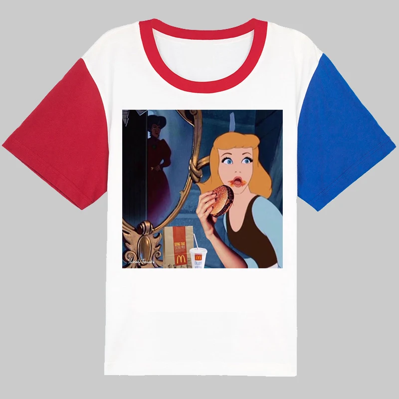 Уличная Эстетическая одежда Camiseta dibujos animados Винтажная с круглым вырезом забавная