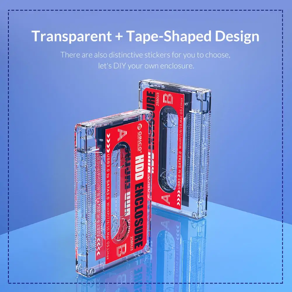 Чехол ORICO для жесткого диска 2 5 '' прозрачная коробка с кассетной лентой HDD SATA