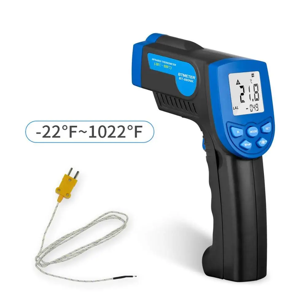 BTMETER BT 880NK цифровой инфракрасный термометр лазер Температура пистолет 22 °F до 1022 °