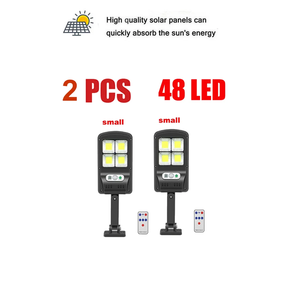 

2 pcs tabular oblong Rechargeable Solar Light Outdoors PIR Motion Sensor Waterproof Solar Street Wall Lamp remote control garden