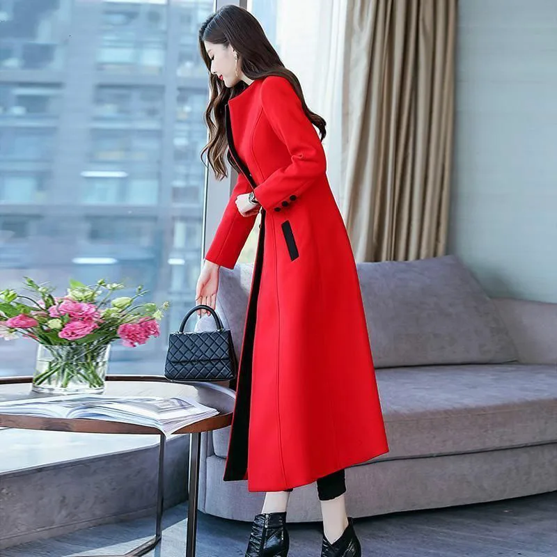 

European Station High-end Temperament Coat Women's Autumn and Winter New Korean Style Slim and Thick Mid-length