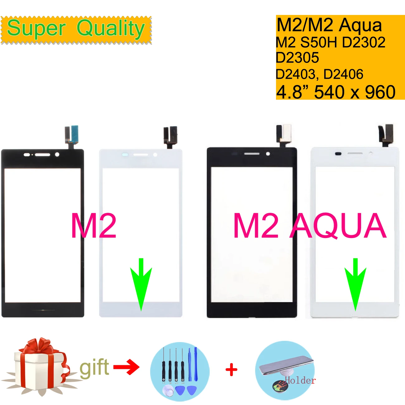 Сенсорный Экран 4," для sony Xperia M2 S50H D2302 D2303 D2305 M2 Aqua D2403 сенсорный экран дигитайзер стекло передней сенсорной панели объектив