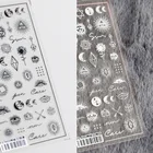 3D наклейки для ногтей с изображением черного, белого солнца, Луны, мистического тотемного цвета, 5D мягкие рельефные декоративные наклейки для ногтей, оптовая продажа, Прямая поставка