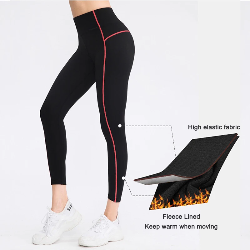 

Fleece Lined Leggings Running Tights Sports Sweatpants Bottoms Fitness Tights Trousers Women Sportswear Jerseys Warm Yoga Capris