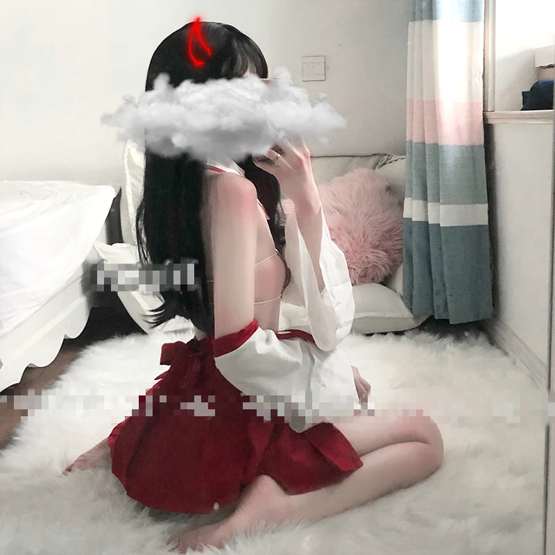 Японское кимоно платье ведьмы Униформа костюм девушки сексуальные сердца набор