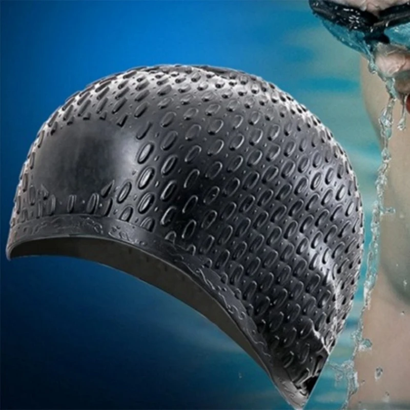 

Swim Cap Strap Waterproof Silica Gel Drip Bathing Cap Unisex Flexible Waterdrop Waterproof Protect Ears Swimming Caps