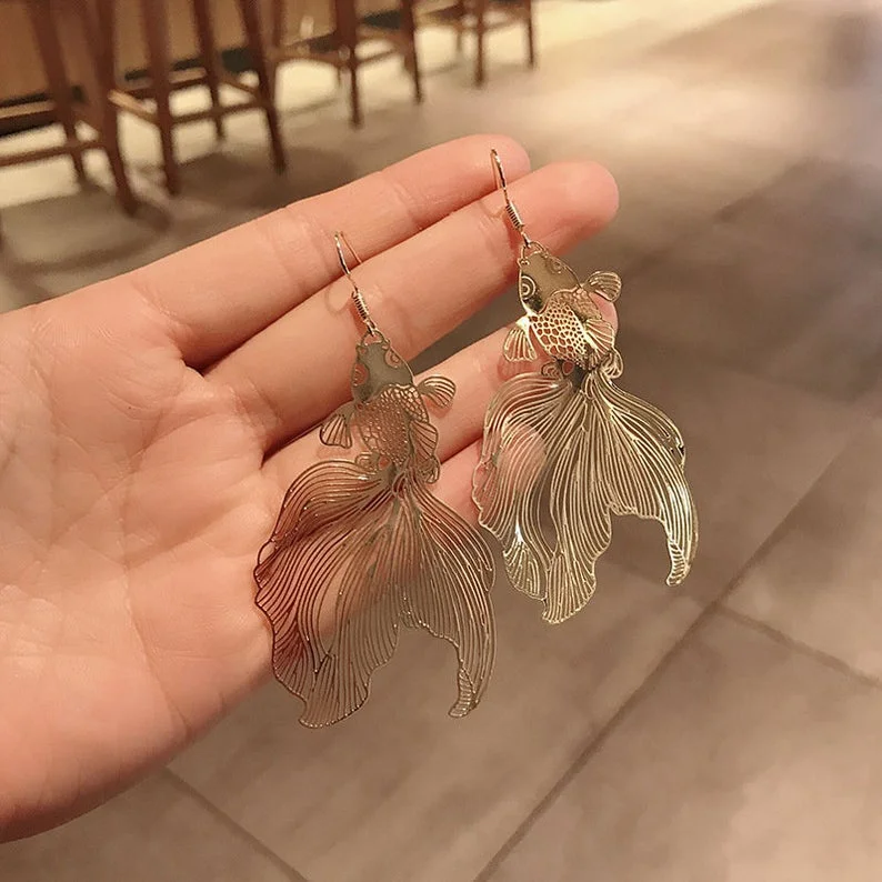 Кои Висячие серьги милые Alt Винтаж Стиль китайские стильные милый рыбы кои в виде