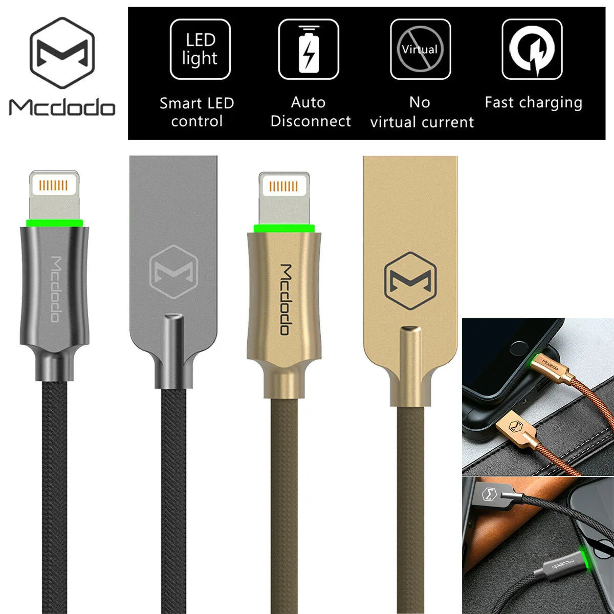 MCDODO автоматическое отключение USB кабель Быстрая зарядка USB зарядное устройство кабель для передачи данных для iPhone 11 Pro X Xs Max Xr 8 7 6 6S Plus 5 телефонный шнур