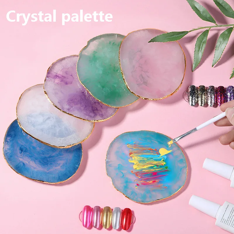 

New Paint Palette for Water Color Makeup Palette Watercolor Oil Painting Art Supply Material Agate Tablet with Phnom Penh Resin