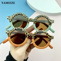 kids sunglasses girls boys children eyeglasses leopard double color round sunglasses vintage eyewear uv protection child gafas