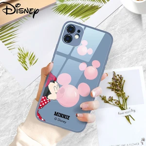 Disney Minnie Liquid Glass Phone Case for iPhone13 13Pro 13Promax 12 12Pro Max 11 Pro X XS MAX XR 7 8 Plus Protective Case