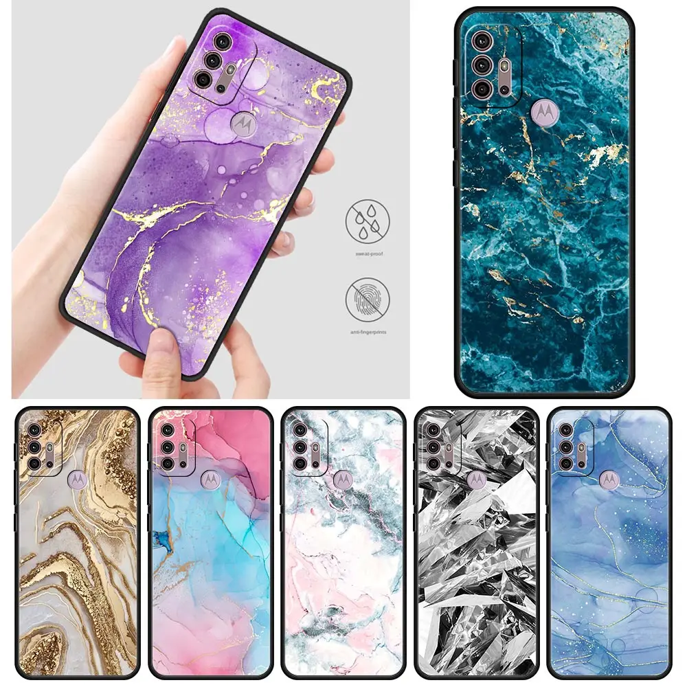 

Marble Luxury Print Cases For Motorola One Fusion G30 G9 Play G8 Power Lite E6s G Stylus Edge 20 Pro Black TPU Phone Shell