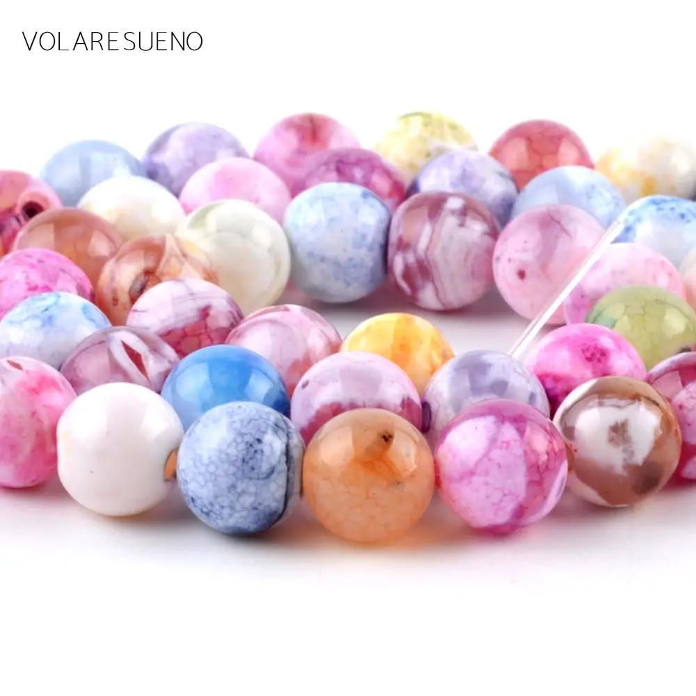 Natural Colorful Fire Agates Stone Round Beads Spacer Loose For Jewelry Making 6-10mm Diy Bracelets Jewelley Wholasale 15&quot | Украшения