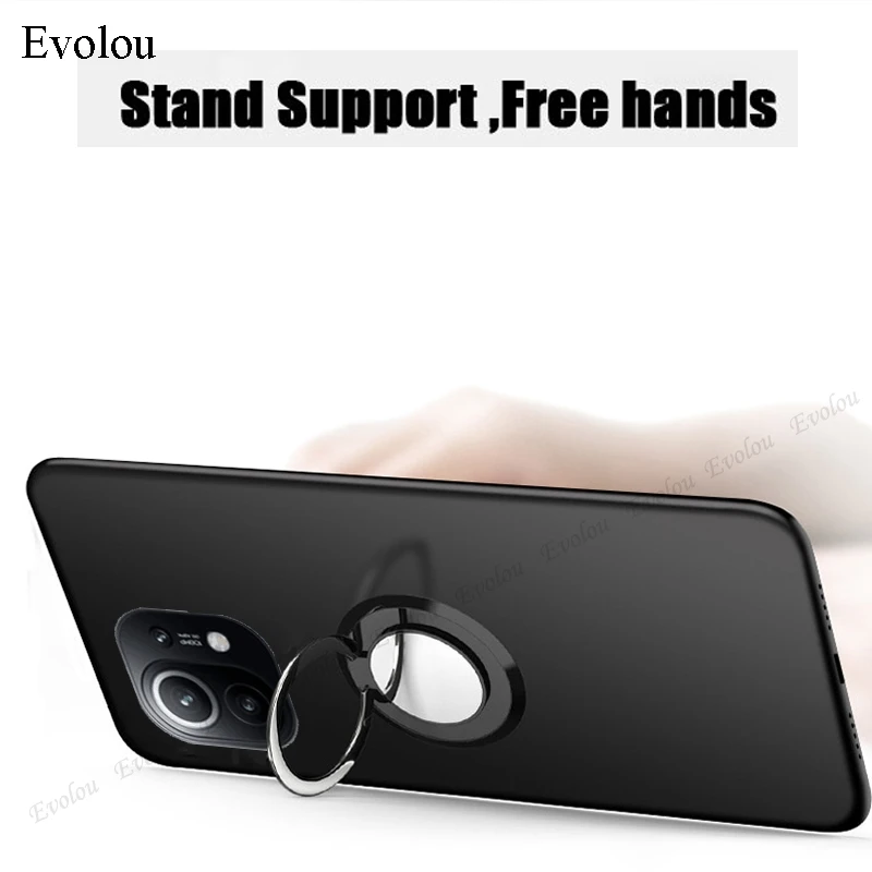For Xiaomi MI 11 PRO Case Cover Metal Ring Holder Magnetic Silicone Phone Cases Stand Back Capa | Мобильные телефоны и