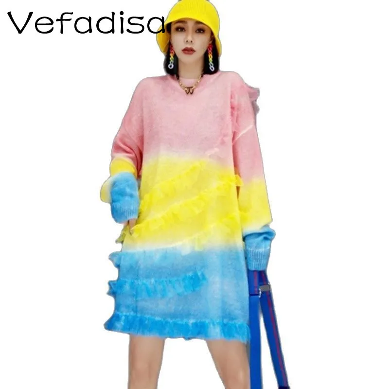 

Новинка весны 2022, женская одежда Vefadisa, вязаный свитер с градиентом, женский свитер, пуловер TT338