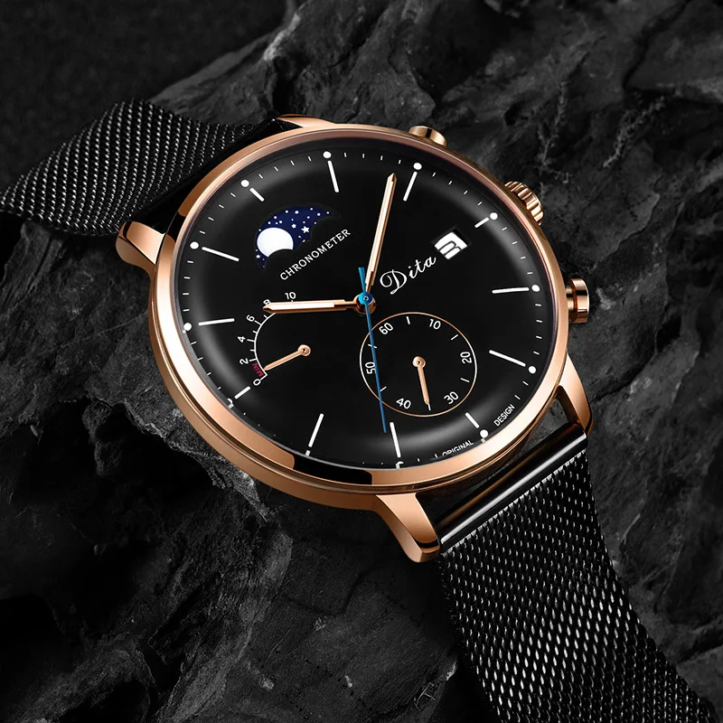 2020 Модные мужские кварцевые часы из нержавеющей стали спортивные черные