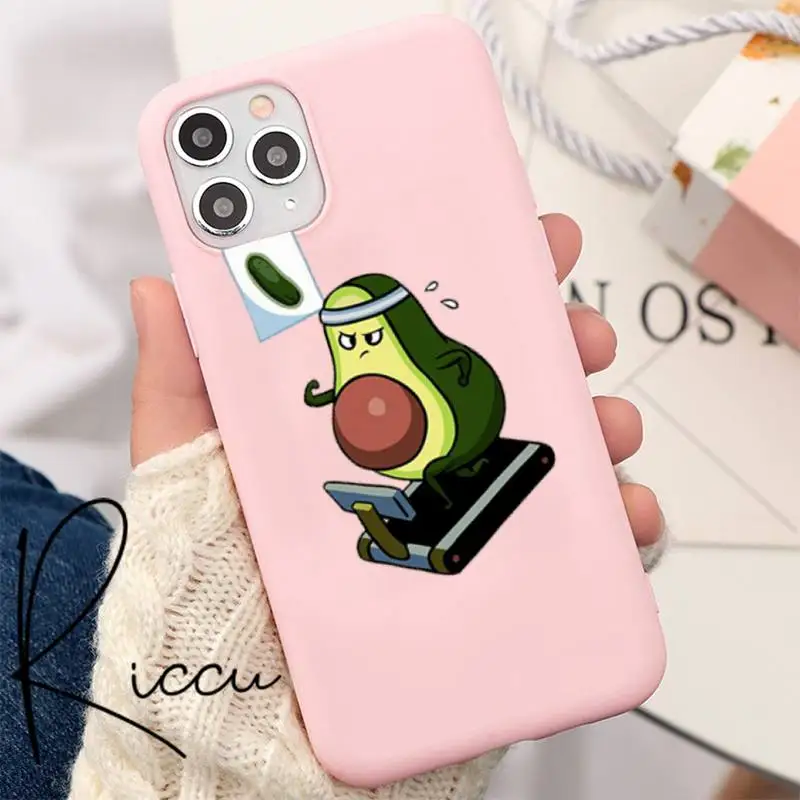 

Avocado Cartoon Phone Case For IPhone 8 7 6 6S Plus X 5S SE 2020 XR 11 12 Pro Mini Pro XS MAX Matte Candy Pink Silicone Cases