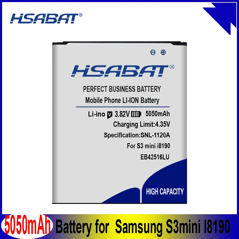 HSABAT 5050 мАч EB L1M7FLU батарея для Samsung Galaxy S3 Mini S3Mini GT I8190 I8190N i8200 сменная мобильного