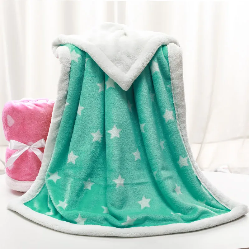 

Printed Double Thicken Blanket Baby Quilt Comfortable Flannel Blanket for Autumn and Winter for Newborn Baby Bedding Blankets