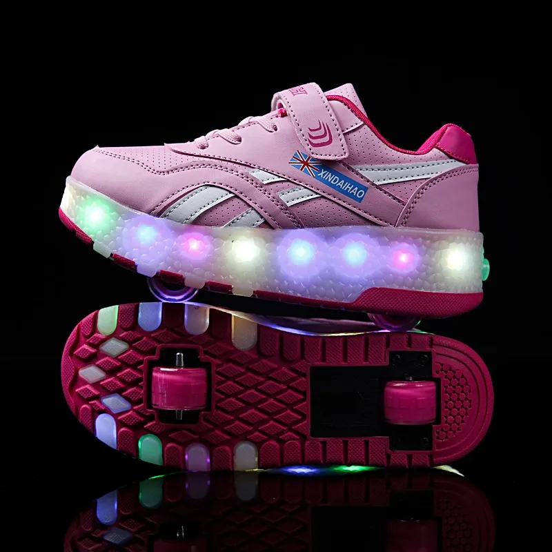 

Size 28-40 Kids Glowing Roller Skate Shoes with Wheels zapatillas Girls Boys USB Charged Children Luminous Wheel Sneakers tenis