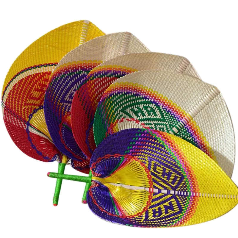 

5 Pcs Summer Cooling Fan Natural Handmade DIY Peach Shaped Bamboo Woven Fan Artificial DIY Woven Cooling Fan Home Decor