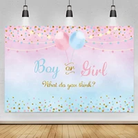 boy or girl gender reveal backdrop pink dots balloon he or she baby shower party photography background photo studio banner