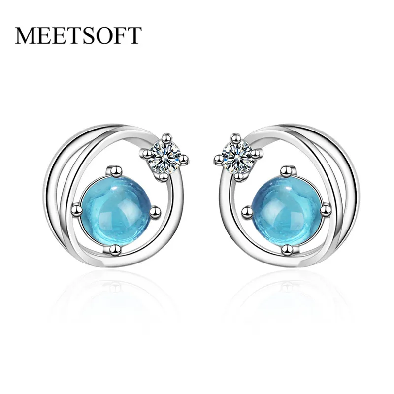 Женские серьги-гвоздики MEETSOFT из стерлингового серебра 925 пробы модные