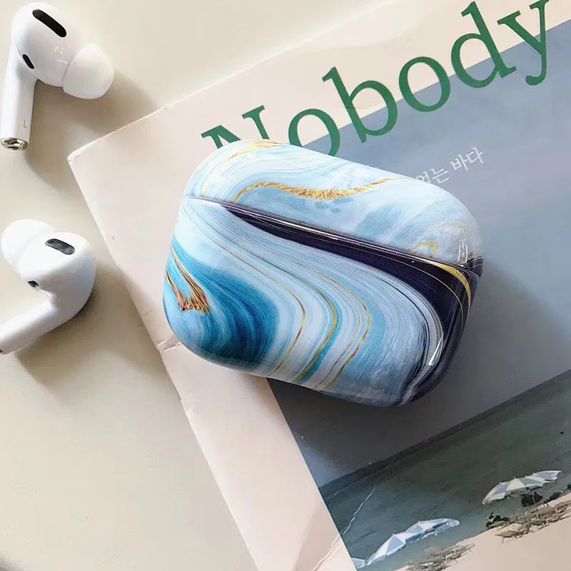 Blue Мраморный чехол для Airpods Pro, чехол для беспроводных Bluetooth наушников, чехол для Airpod 3, чехол для Apple Air Pods Pro, Fundas Coque - Цвет: Blue