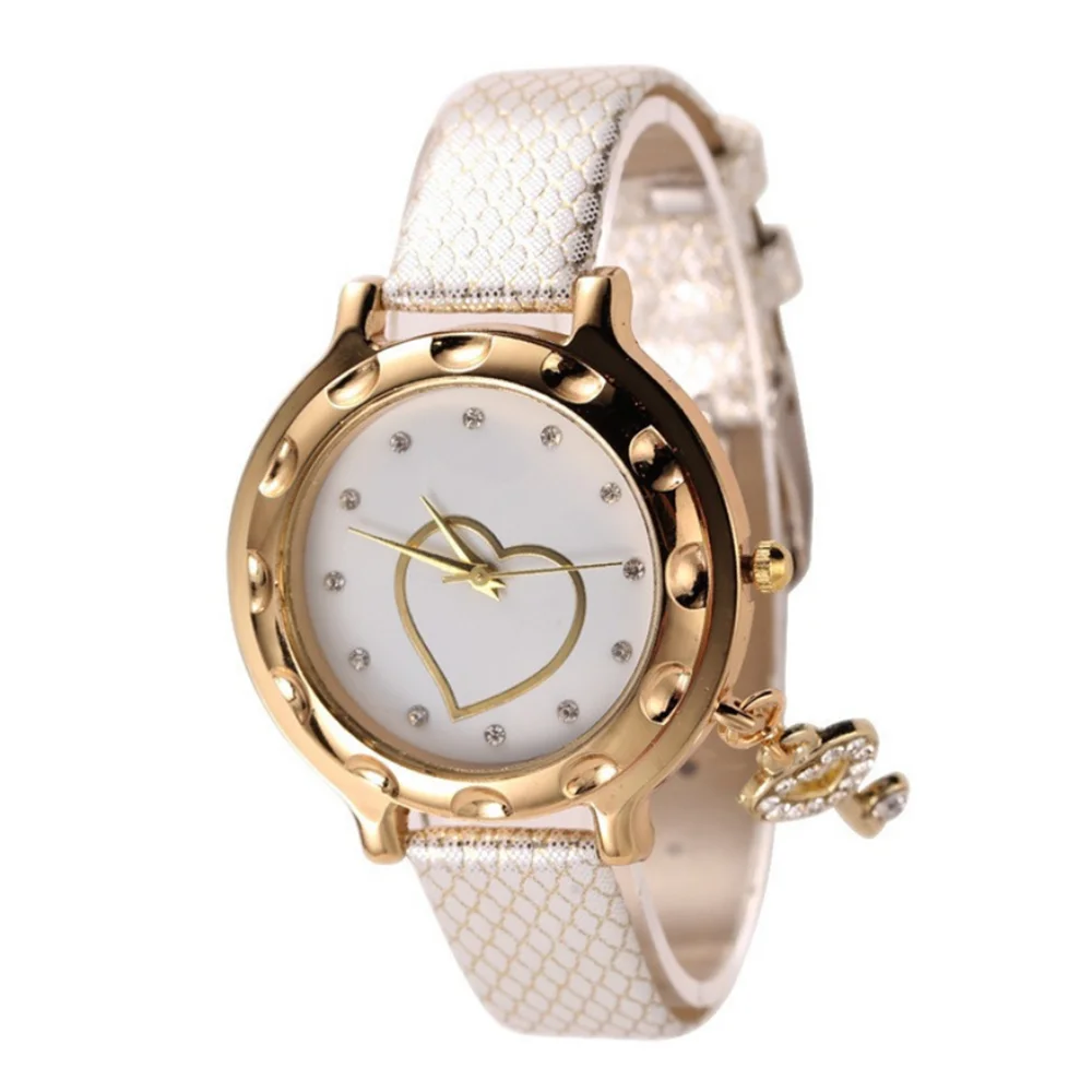Модные трендовые часы в форме сердца с подвеской для ключей женские кварцевые |