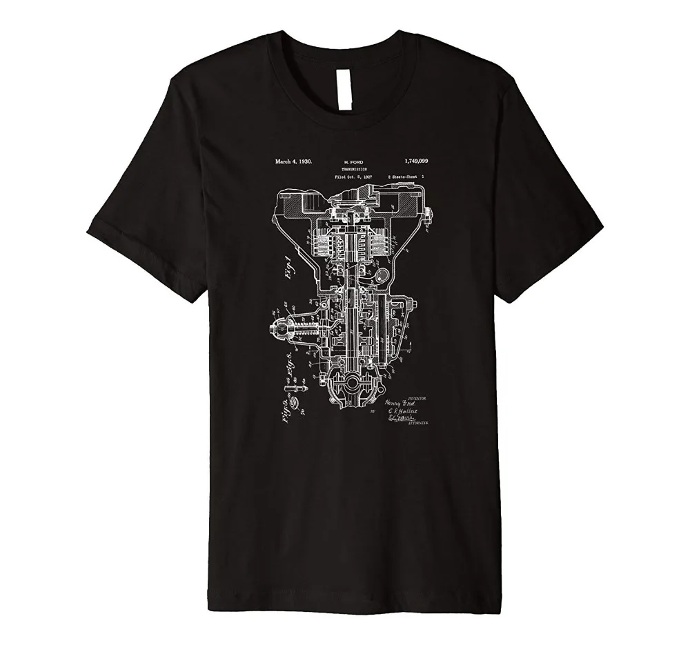 

Vintage Patent Print 1930 Engine Transmission Summer 2019 Short Sleeve Plus Size Print Men T Shirt Summer Army T Shirt