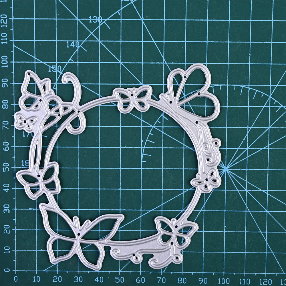 

Butterfly Frame Cutting Dies Round Wave Scrapbooking Metal Cutting Dies Stencil DIY Scrapbooking Album Paper Card Metal Craft