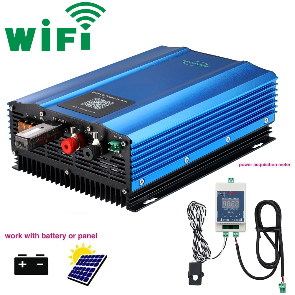 

MPPT Pure Sine Wave Grid Tie Inverter 1200W with Limiter Battery Discharge On Grid Inverter 1000W WIFI Mobile APP Remote Control