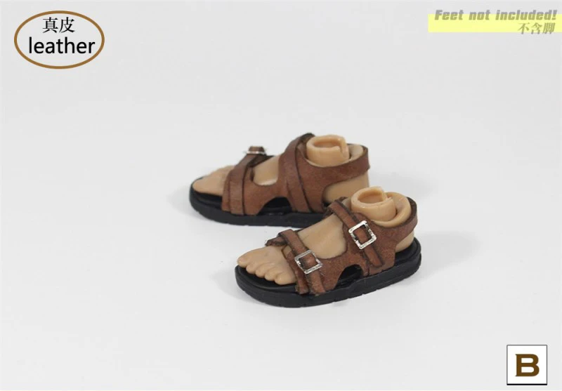 

ZY1015 1/6 Scale Brown/Black Beach Shoes Model Flat shoes Shoes for Male Body in stock