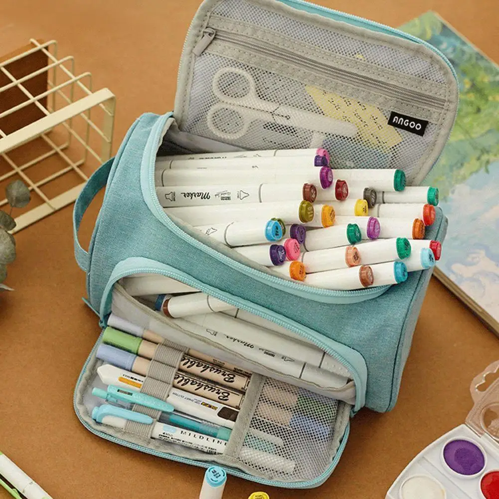 

Вместительный простой чехол для карандашей, сумка, многофункциональная коробка для канцелярских принадлежностей для мальчиков, девочек, с...