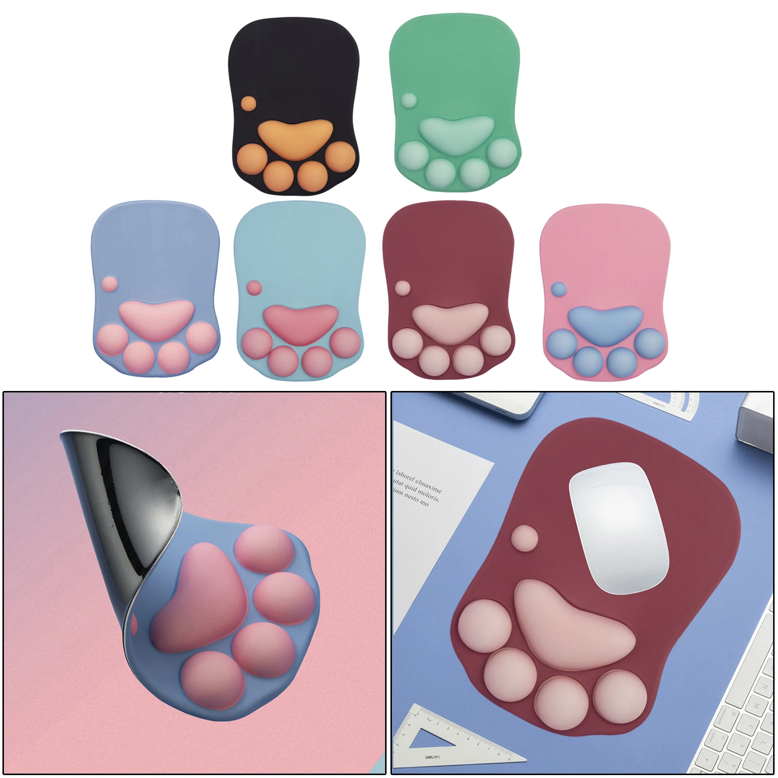 

3D Mouse Pad Cat Paw Silicone for Home Office Non-Slip Soft Comfortable Lightweight