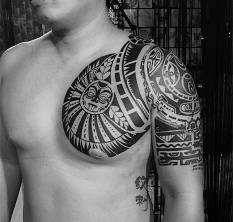 

SM-D001+SM-D012 Professional Waterproof Disposable Domineering Shoulder Tortoise Shell Chest Helios Temporary Tattoos Sticker