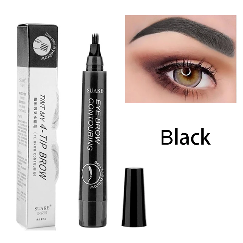 Microblading карандаш для бровей водонепроницаемый вилка кончик бровей Карандаш для татуировки длительный Профессиональный тонкий эскиз жидкий карандаш для бровей - Цвет: Black