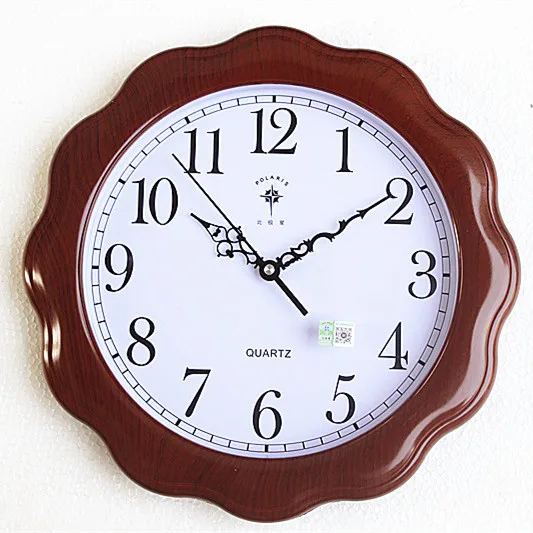 

Round Simple Wall Clock Living Room Silent Wood Grain Wall Watch Quartz Single Face Zegary Scienne Household Products EF50WC