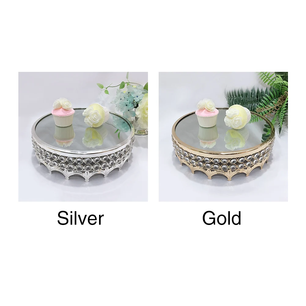 

Cupcake Tray Birthday Portable Dessert Display Crystal Mirror Metal Decorative Party Wedding Round Cake Stand Celebration
