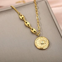 round sun eye pendant necklaces for women stainless steel sun pendant charm necklace female jewelry accessories gift 2021