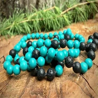 8mm lava stone turquoise gemstone 108 tassel mala necklace wrist classic monk wristband unisex chakra yoga bless meditation