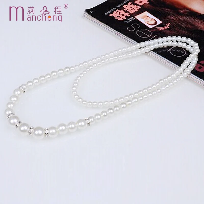 Perfectly round pearl set auger women necklace Fashion 80CM Long for good quality Low price wholesale |