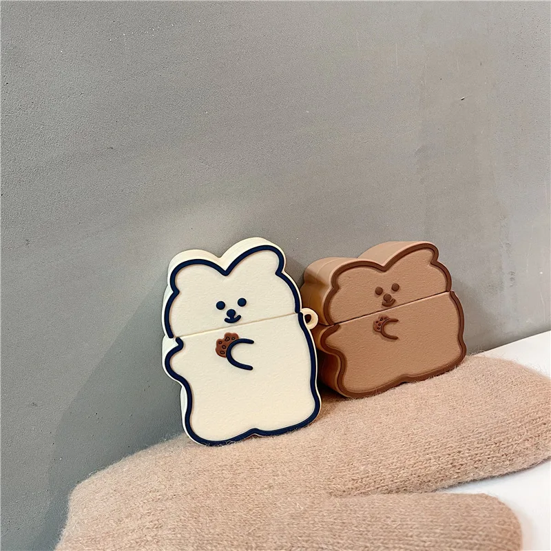 

Lindo 3D Corea fundas de silicona para los Airpods de Apple caso 1 2 Pro Simple oso auriculares Bluetooth con carcasa de dibujos